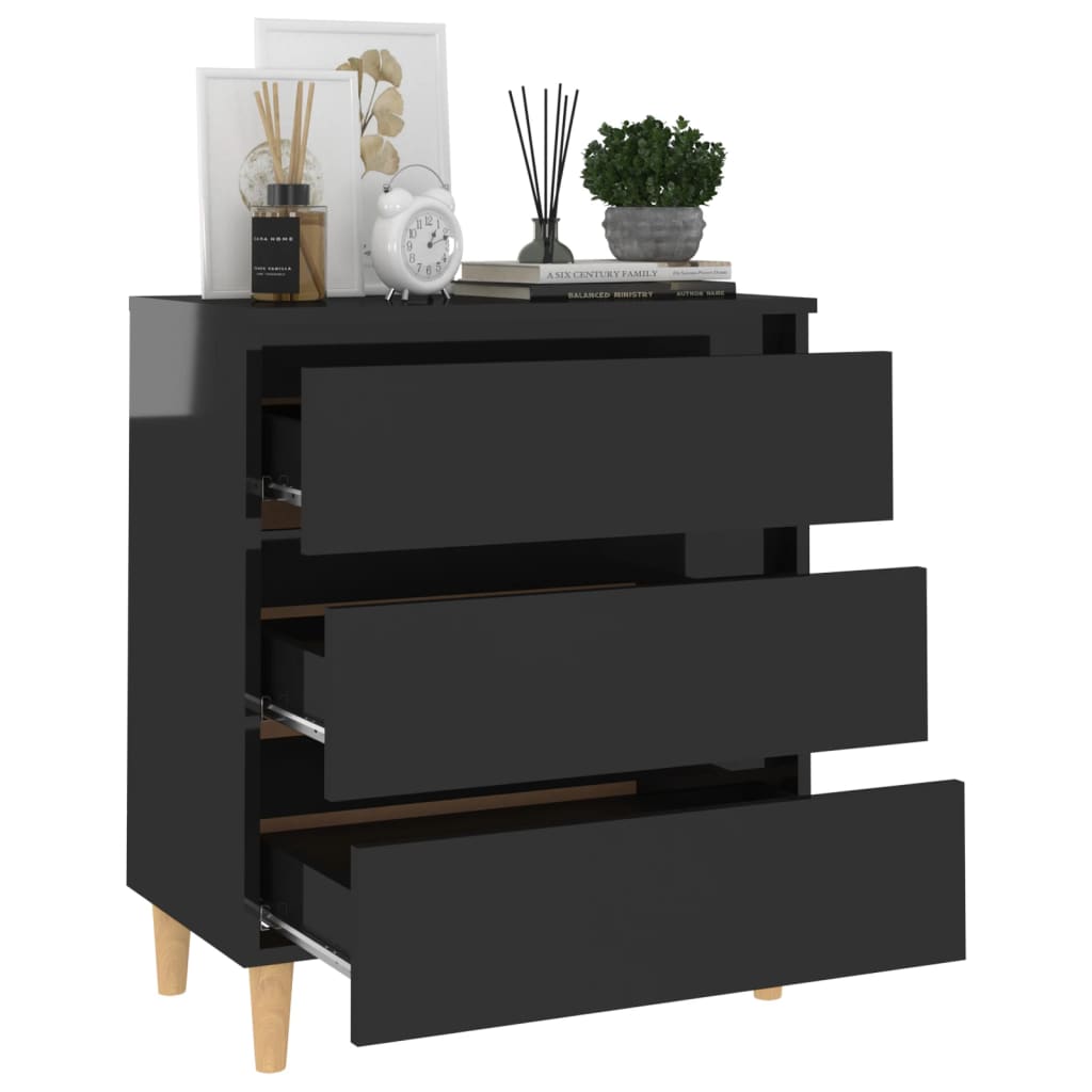 skænk 60x35x69 cm konstrueret træ sort højglans
