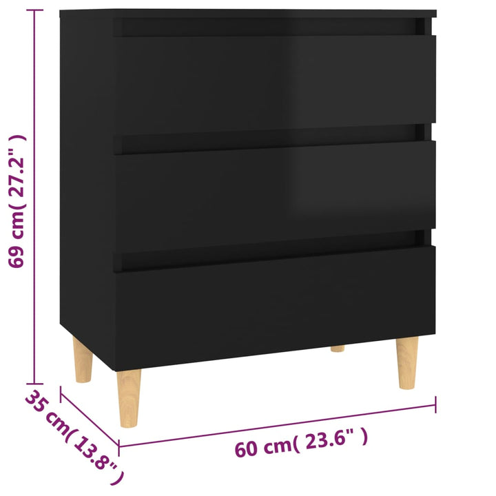 skænk 60x35x69 cm konstrueret træ sort højglans