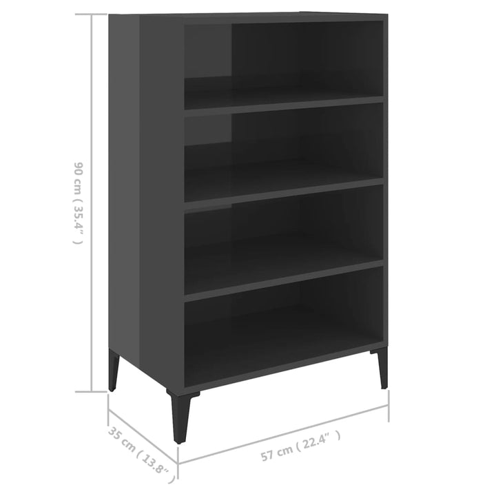 skænk 57x35x90 cm konstrueret træ grå højglans