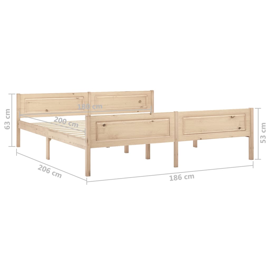 sengestel 180x200 cm massivt fyrretræ