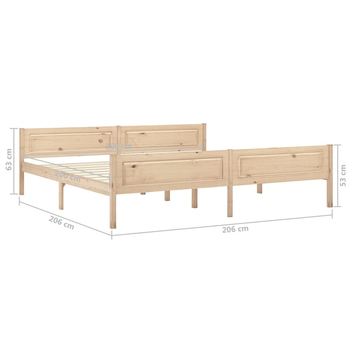sengeramme uden madras massivt fyrretræ 200x200 cm