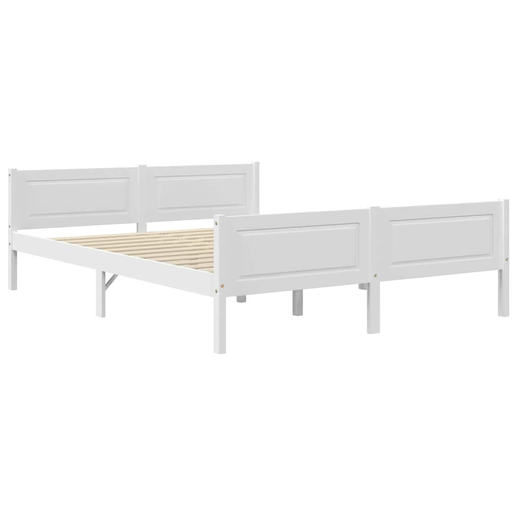 sengestel 120x200 cm massivt fyrretræ hvid