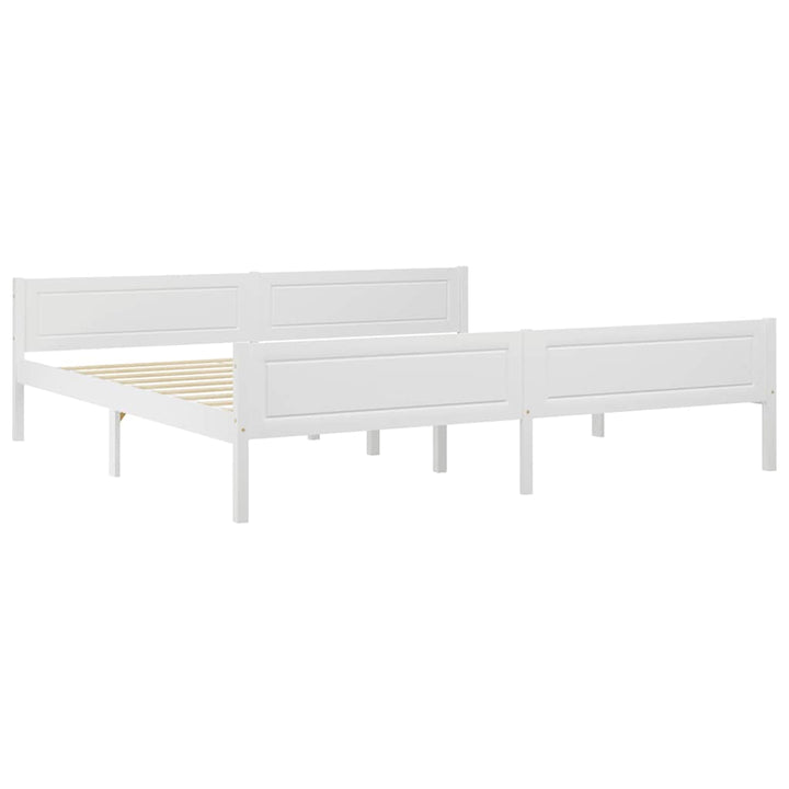 sengeramme uden madras massivt fyrretræ 200x200 cm hvid