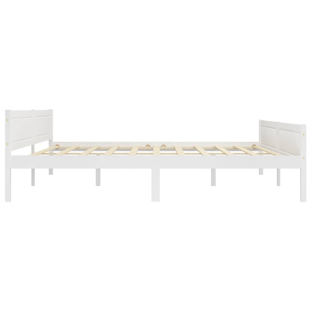 sengeramme uden madras massivt fyrretræ 200x200 cm hvid