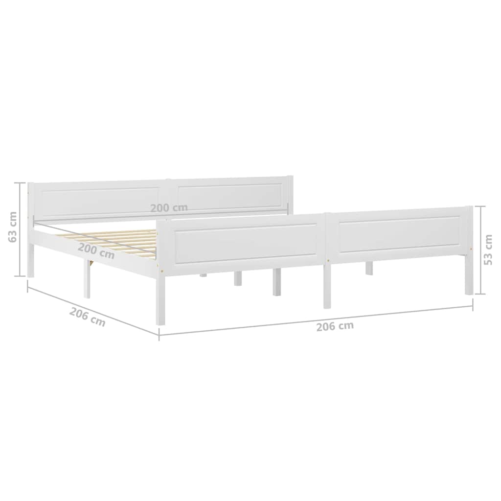 sengeramme uden madras massivt fyrretræ 200x200 cm hvid