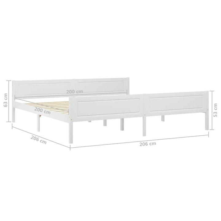 sengeramme uden madras massivt fyrretræ 200x200 cm hvid