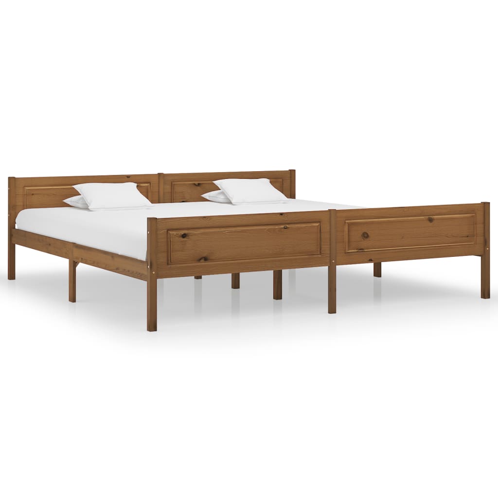 sengestel 200x200 cm massivt fyrretræ gyldenbrun