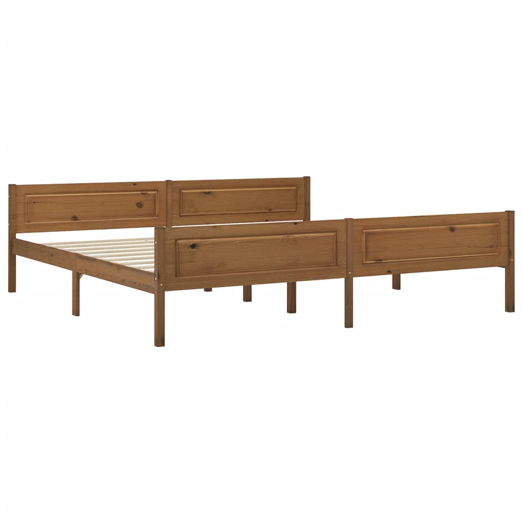 sengestel 200x200 cm massivt fyrretræ gyldenbrun