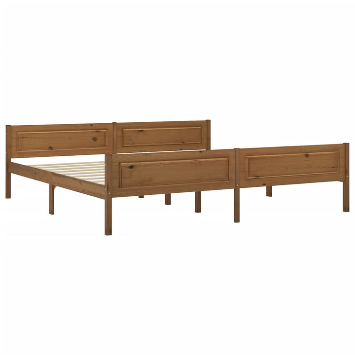 sengestel 200x200 cm massivt fyrretræ gyldenbrun