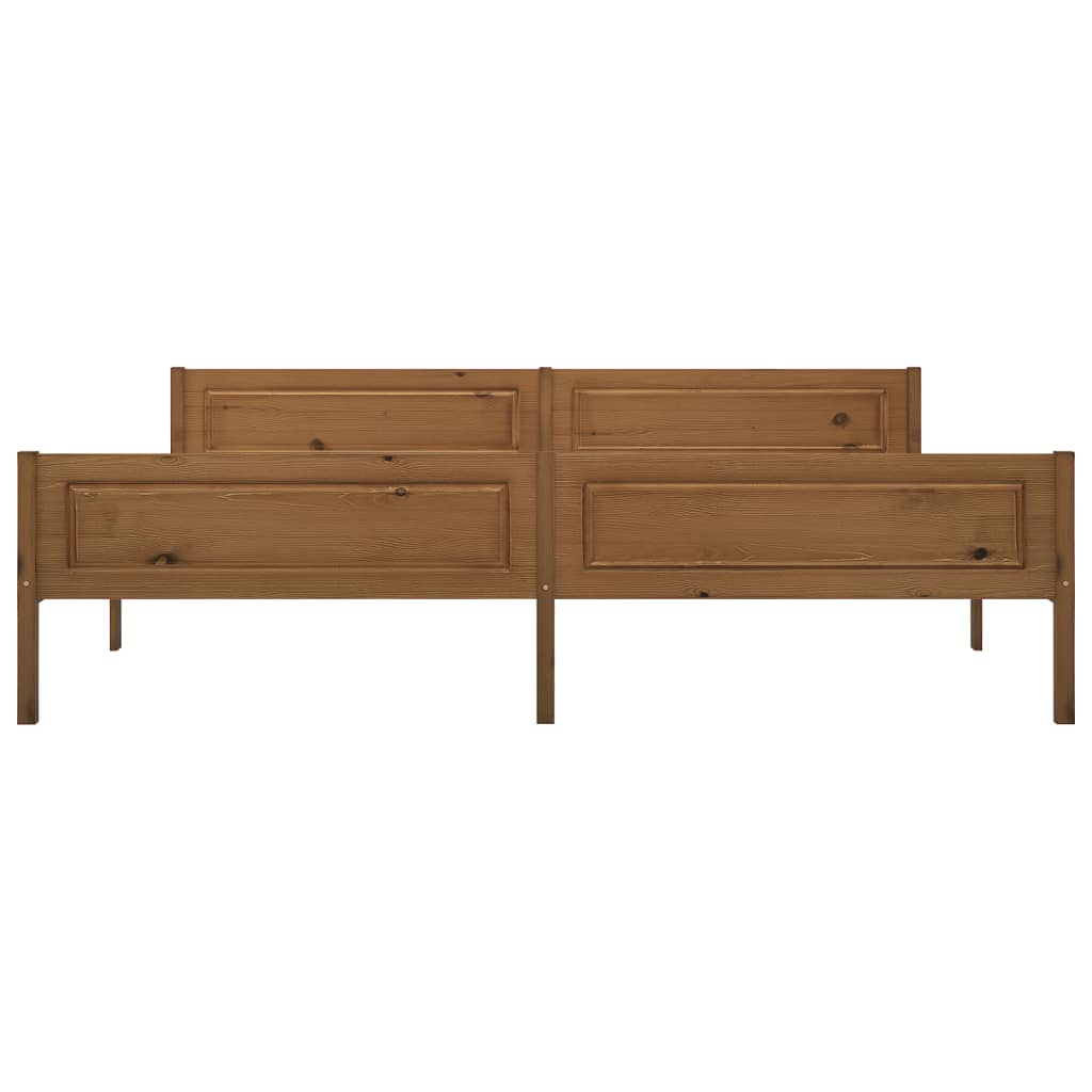 sengestel 200x200 cm massivt fyrretræ gyldenbrun