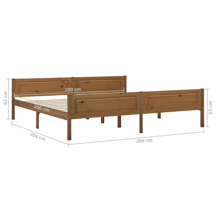 sengestel 200x200 cm massivt fyrretræ gyldenbrun