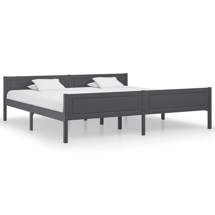 sengeramme uden madras massivt fyrretræ 200x200 cm grå