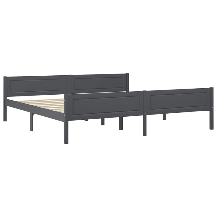 sengeramme uden madras massivt fyrretræ 200x200 cm grå