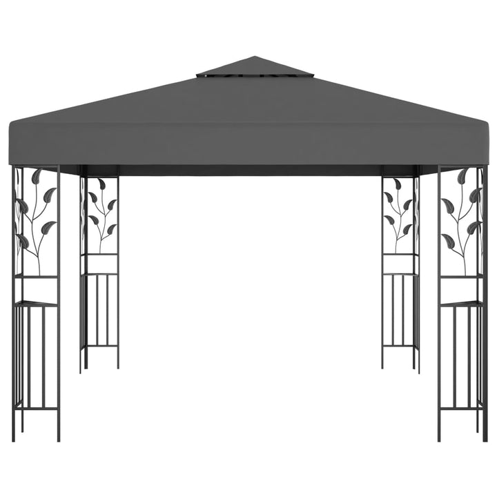 pavillon med LED-lyskæder 3x3 m antracitgrå