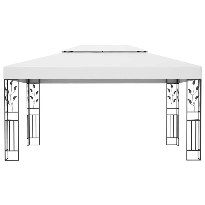 pavillon med dobbelt tag og LED-lyskæder 3x4 m hvid