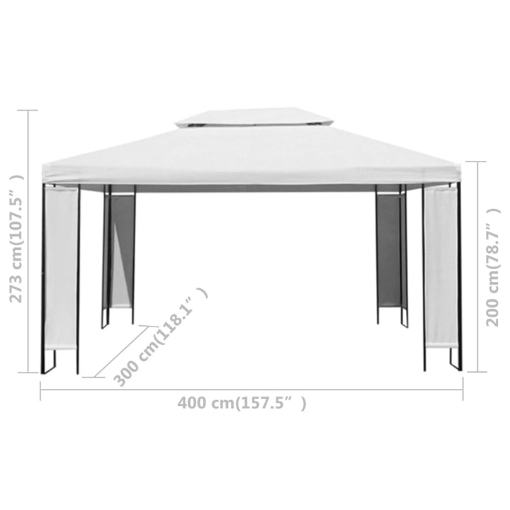 pavillon med LED-lyskæder 3x4 m hvid
