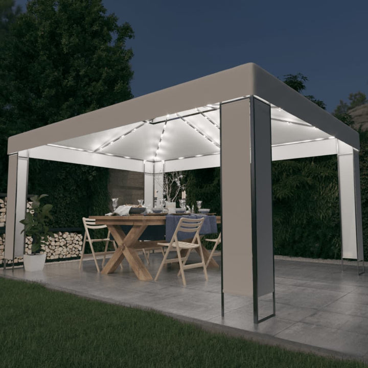 pavillon med LED-lyskæder 3x4 m hvid