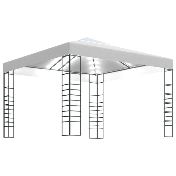 havepavillon med LED-lyskæder 3x3 m hvid