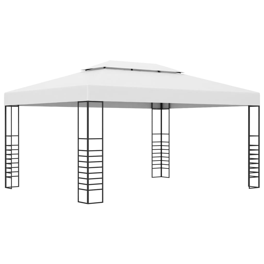 pavillon med LED-lyskæder 4x3x2,7 m hvid