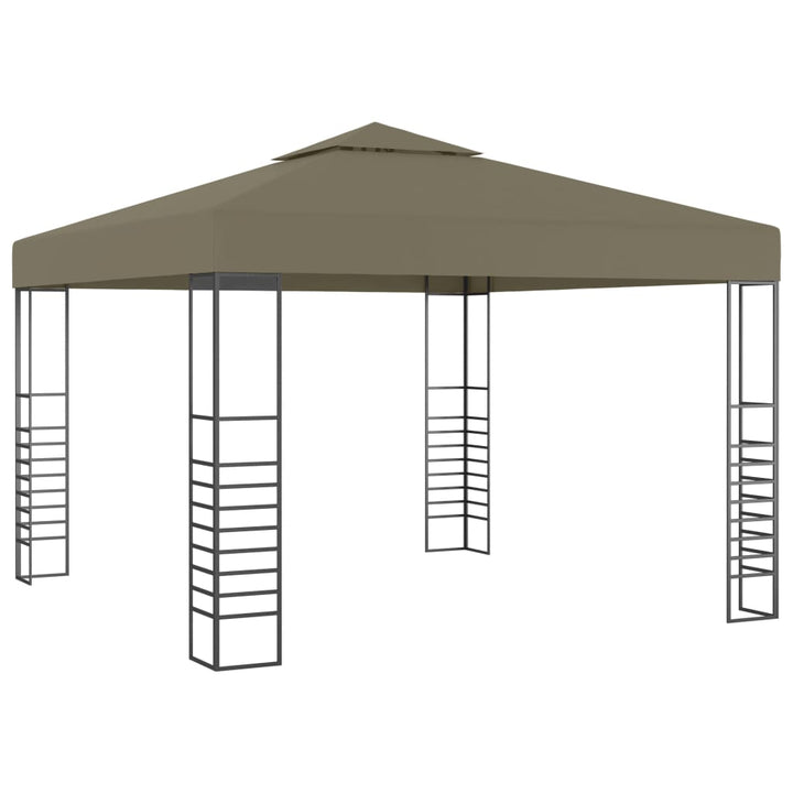 pavillon med LED-lyskæder 3x3 m gråbrun
