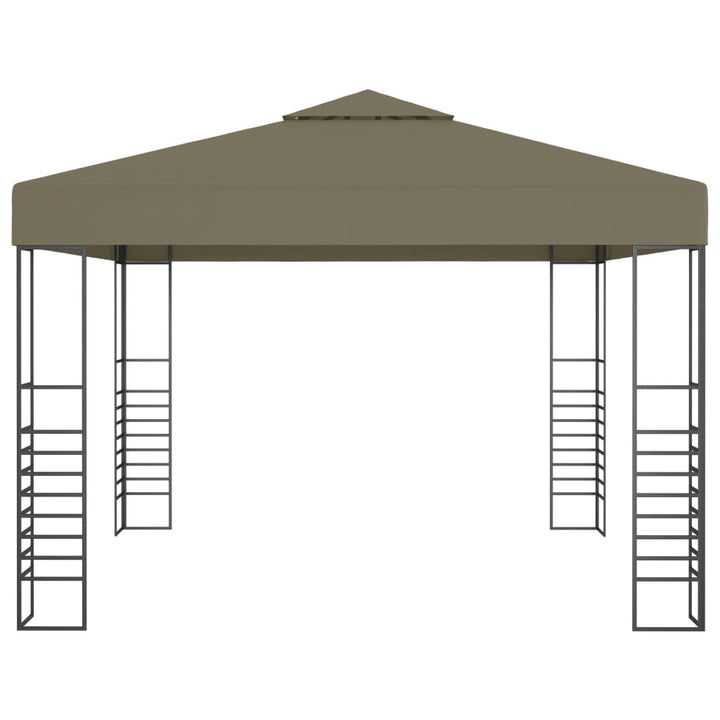 pavillon med LED-lyskæder 3x3 m gråbrun