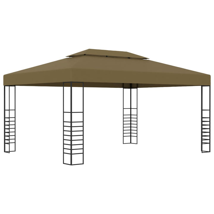 pavillon med LED-lyskæder 3x4 m gråbrun