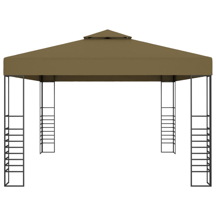 pavillon med LED-lyskæder 3x4 m gråbrun