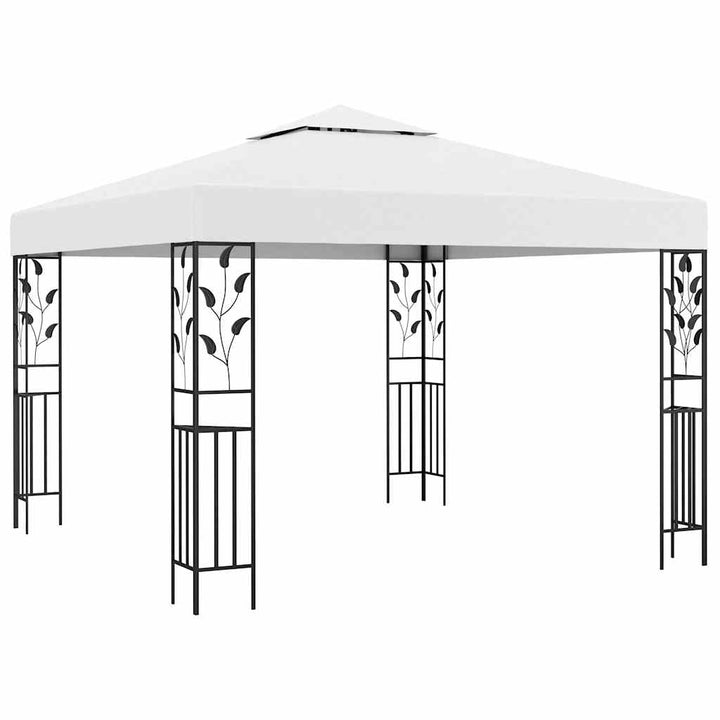 pavillon med LED-lyskæder 3x3 m hvid