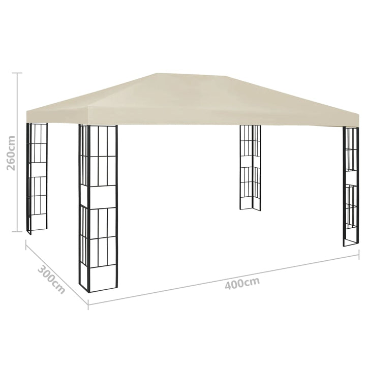 pavillon med LED-lyskæder 3x4 m cremefarvet