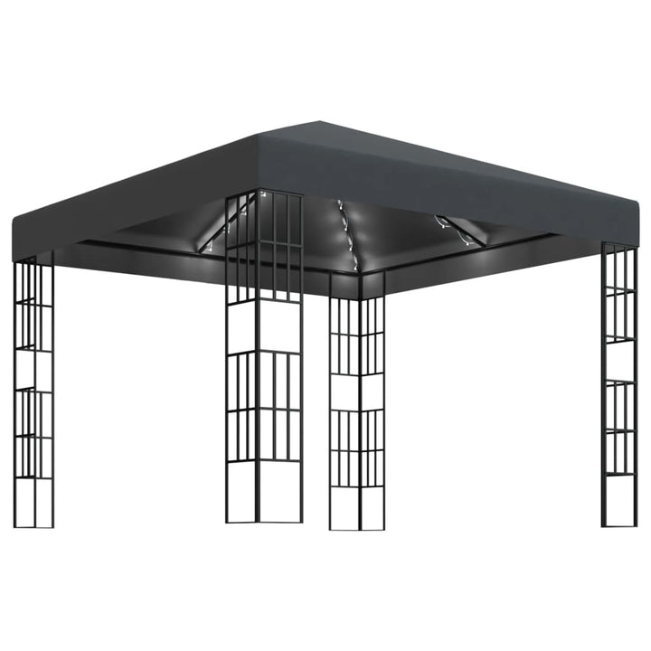 pavillon med LED-lyskæder 3x3 m antracitgrå