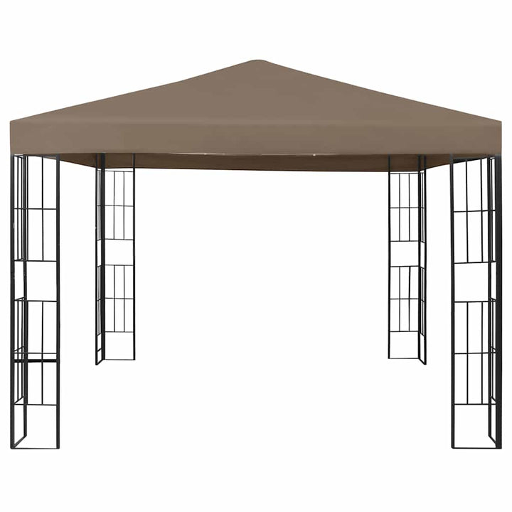 pavillon med LED-lyskæder 3x3 m gråbrun