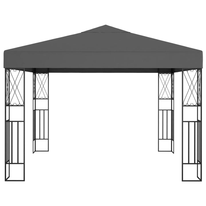 pavillon med LED-lyskæder 3x3 m stof antracitgrå