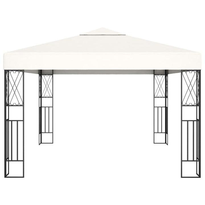 pavillon med LED-lyskæder 3x4 m stof cremefarvet