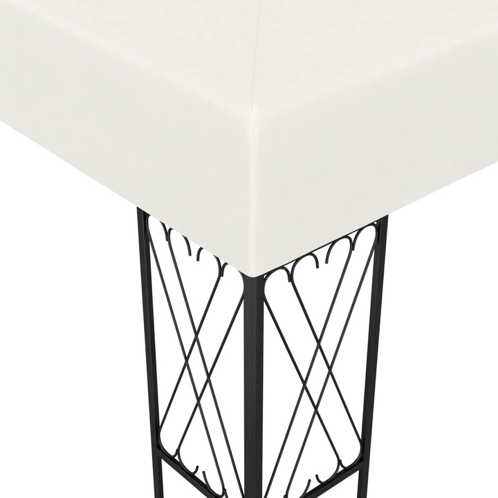 pavillon med LED-lyskæder 3x4 m stof cremefarvet