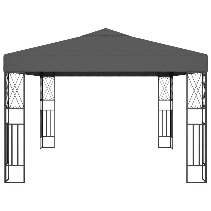 pavillon med LED-lyskæder 3x4 m stof antracitgrå