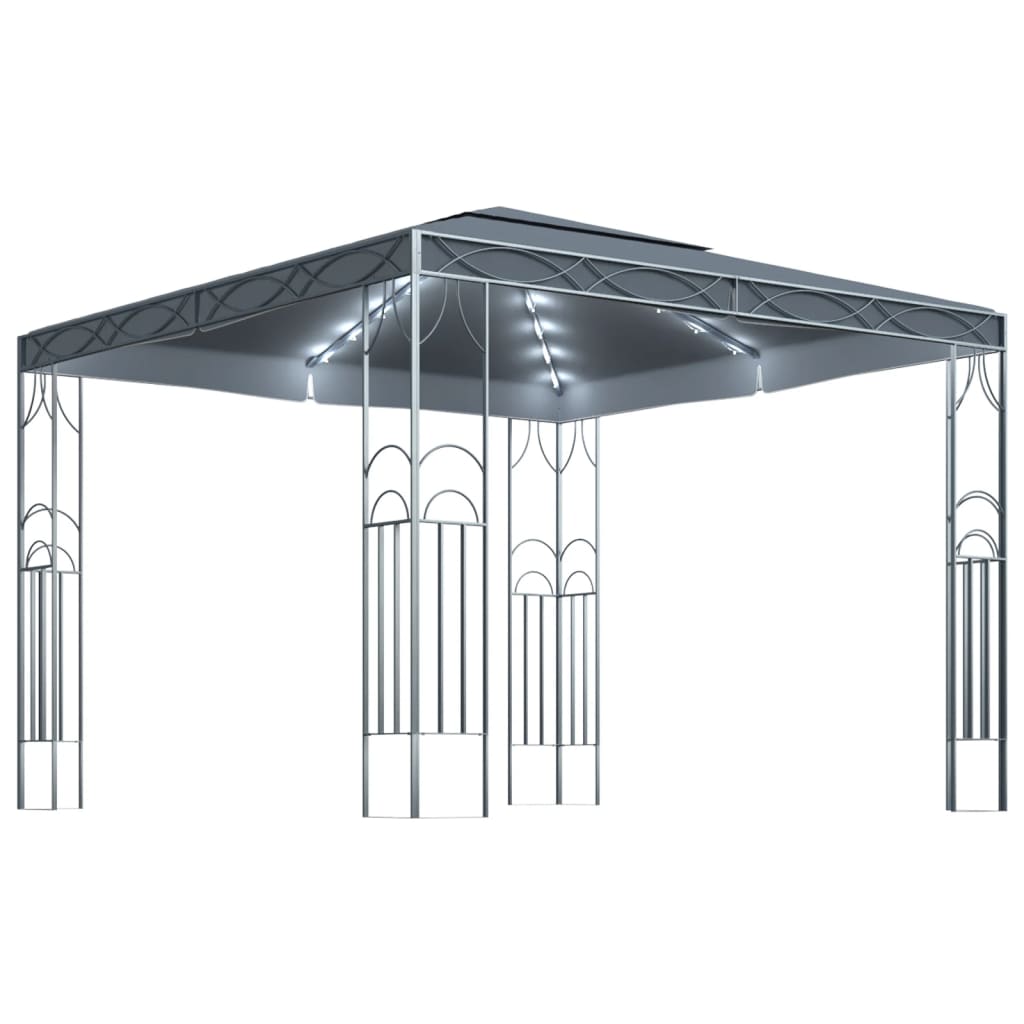 pavillon med LED-lyskæder 300x300 cm antracitgrå