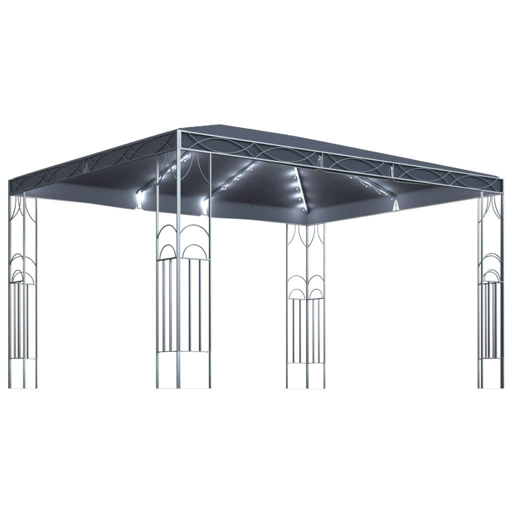 pavillon med LED-lyskæder 400x300 cm antracitgrå