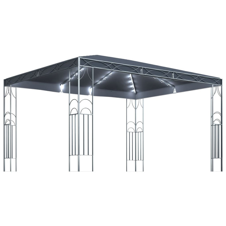 pavillon med LED-lyskæder 400x300 cm antracitgrå