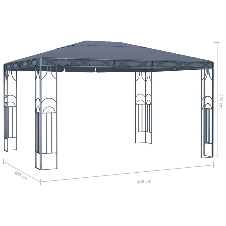 pavillon med LED-lyskæder 400x300 cm antracitgrå
