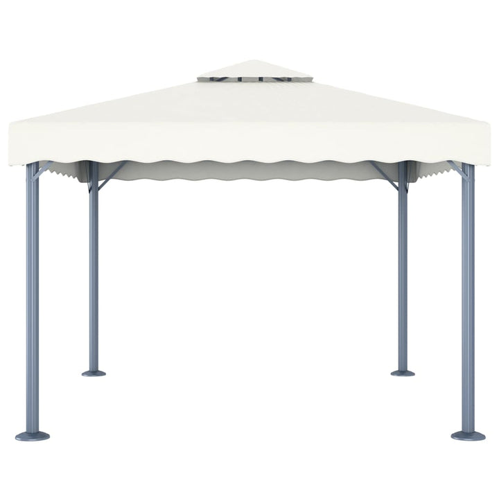 pavillon med LED-lyskæder 300x300 aluminium cremefarvet