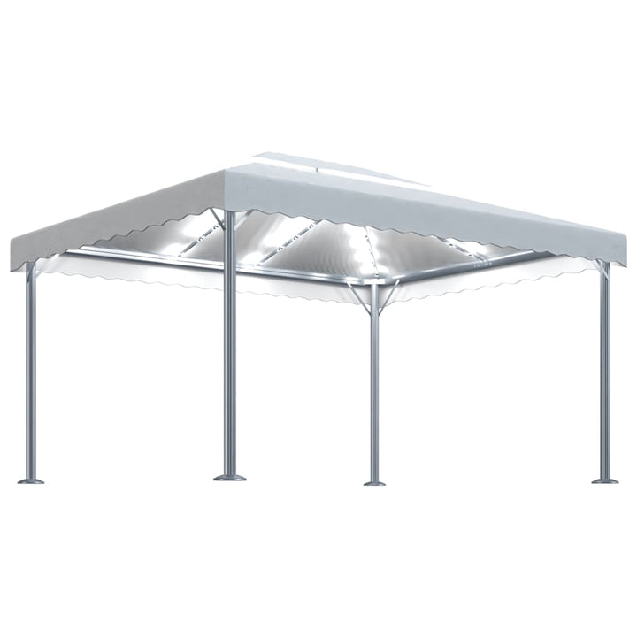 pavillon med LED-lyskæder 400x300 cm aluminium cremefarvet