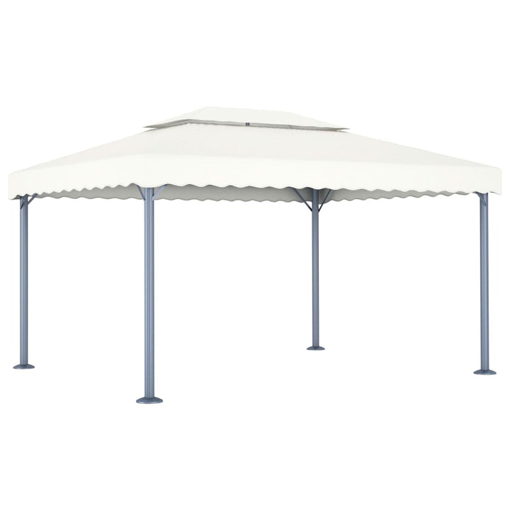 pavillon med LED-lyskæder 400x300 cm aluminium cremefarvet