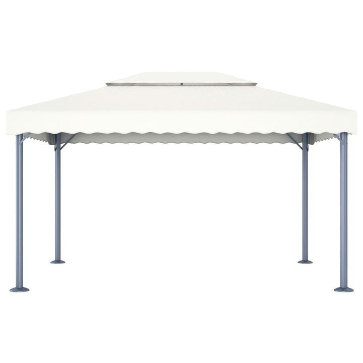 pavillon med LED-lyskæder 400x300 cm aluminium cremefarvet