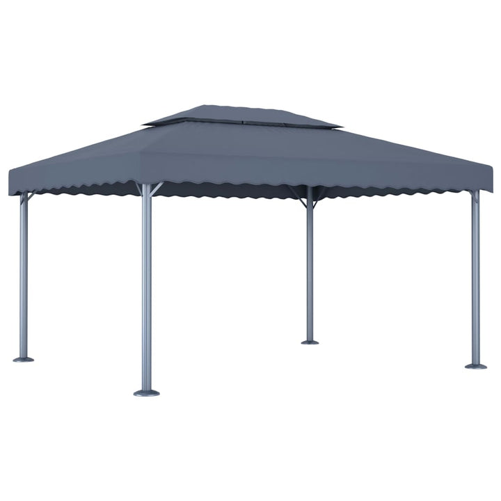 pavillon med LED-lyskæder 400x300 cm aluminium antracitgrå