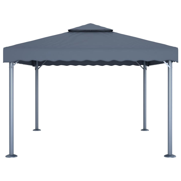 pavillon med LED-lyskæder 400x300 cm aluminium antracitgrå