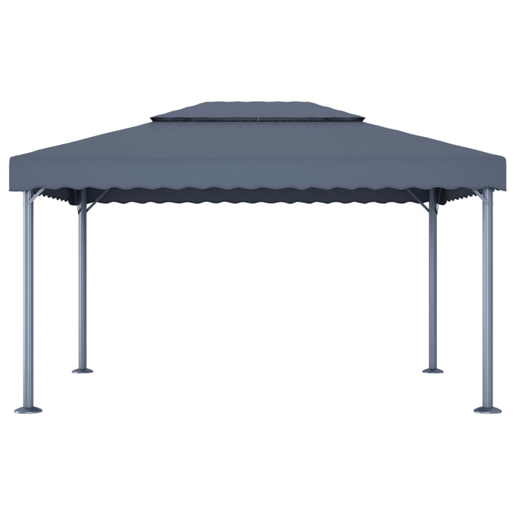 pavillon med LED-lyskæder 400x300 cm aluminium antracitgrå