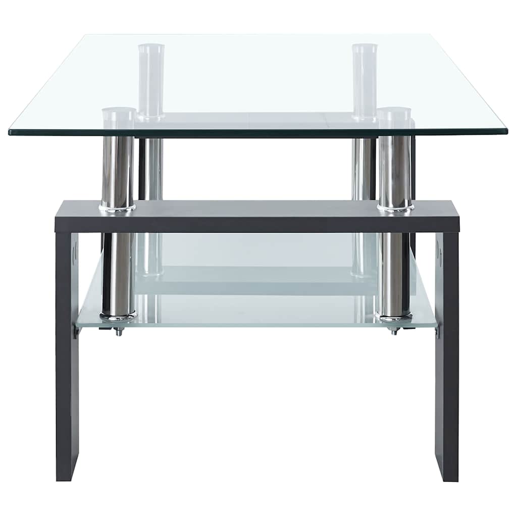 sofabord 95x55x40 cm hærdet glas grå og transparent