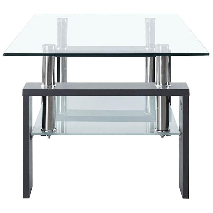 sofabord 95x55x40 cm hærdet glas grå og transparent