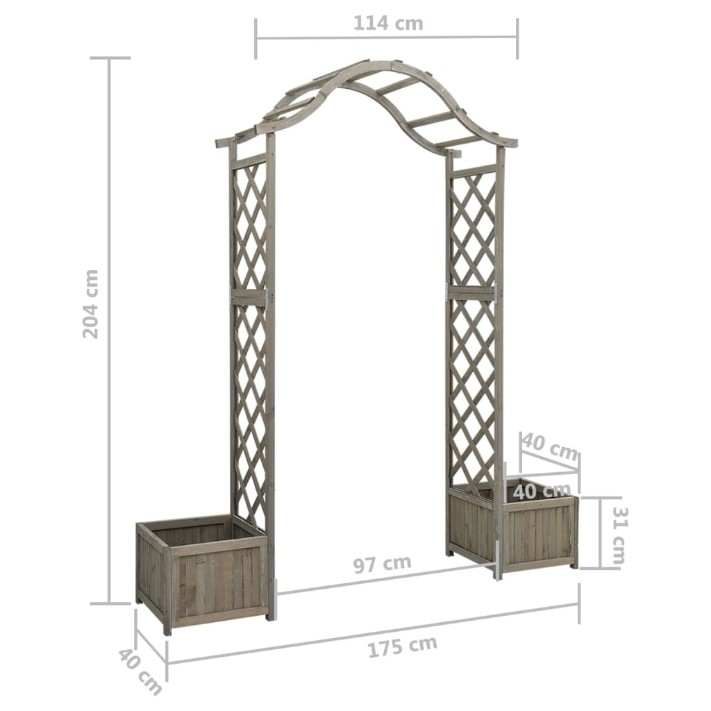 havepergola med plantekasse massivt fyrretræ grå