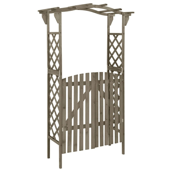 pergola med låge 116x40x204 cm massivt grantræ grå